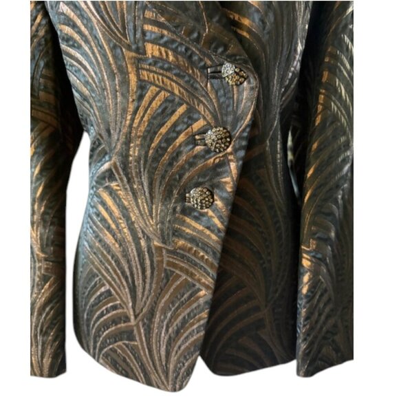 Albert Nipon Evening Blazer Jacket Black Bronze Metallic Rhinestone Buttons SZ 8 - Picture 6 of 14